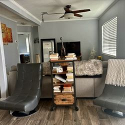 Gray Leather Swivel Chairs