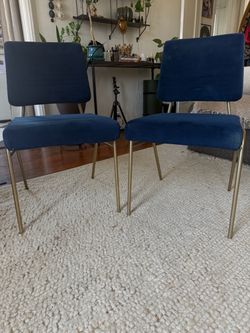 West Elm Wire Frame Chairs | Blue Velvet