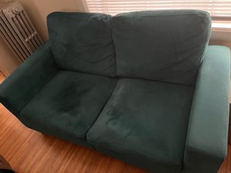 Dark Green Velvet Loveseat Sofa
