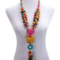 Coconut Shell Knit Handmade  Ethnic Butterfly  Necklace 
