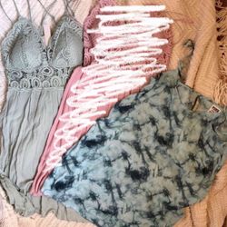 VS Pink Crochet Lace And Slip Dress.  New with tags. Brundage and Chester. Crochet blue Size M $20 each and tie dye Size S $15