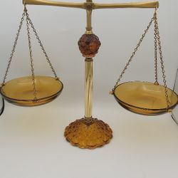 Beautiful Vintage Brass & Glass Scale Of Justice 