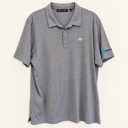 TravisMathew Mens XXL Gray Pima Cotton Golf Polo Barracuda Silver Logo