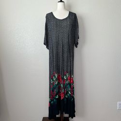 Starina Vintage Boho Printed 3/4 Sleeves Maxi Dress