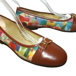 ICON Katee-448 "Garden View" Italian Leather Ballet Flat Cap-Toe 7 US Women's #3