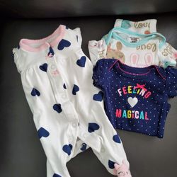 Premie Baby Girl Or Doll Clothes, 3 Pc