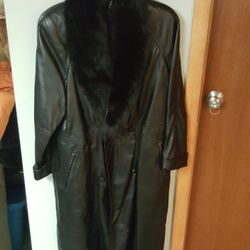 Leather Coat with Fox collar