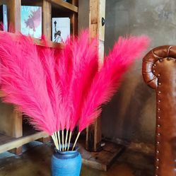 large Faux Red Pampas Floral Decor 