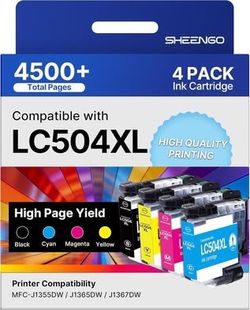 LC504 LC504XL Ink Cartridges MFC-J1365DW Replacement for Brother LC504 Ink Cartridges for Brother P