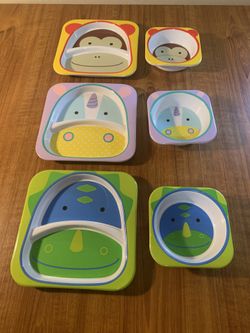 Skip Hop Zoo Plates & bowls: Dinosaur, Monkey, Unicorn