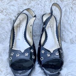 Jessica Simpson Black peep toe wedges