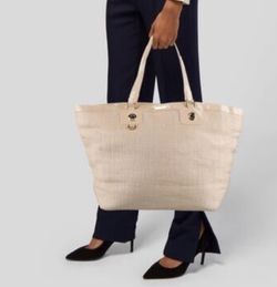 Versace Woven Perfume Large Tote Nude Good