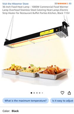 36-Inch Food Heat Lamp - 1000W Commercial Food Warmer Lamp Overhead Stainless Steel Catering Heat Lamps Electric Strip Heater for Restaurant Buffet Pa