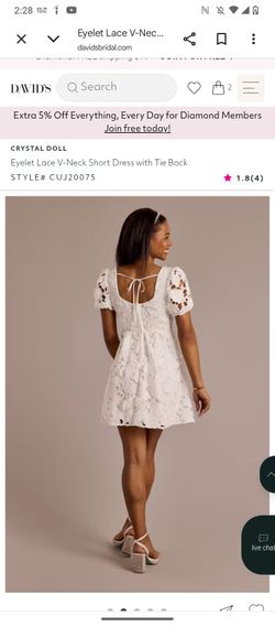Crystal Doll Eyelet Lace V-Neck Short Dress