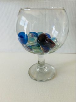 Clear Glass Stemmed Bowl with Glass Gems