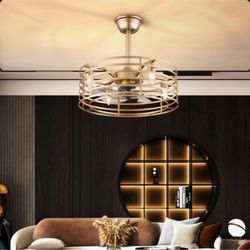 Brand New 20'' Jonnika 5 - Blade Caged Ceiling Fan with Remote Control and Light Kit Included