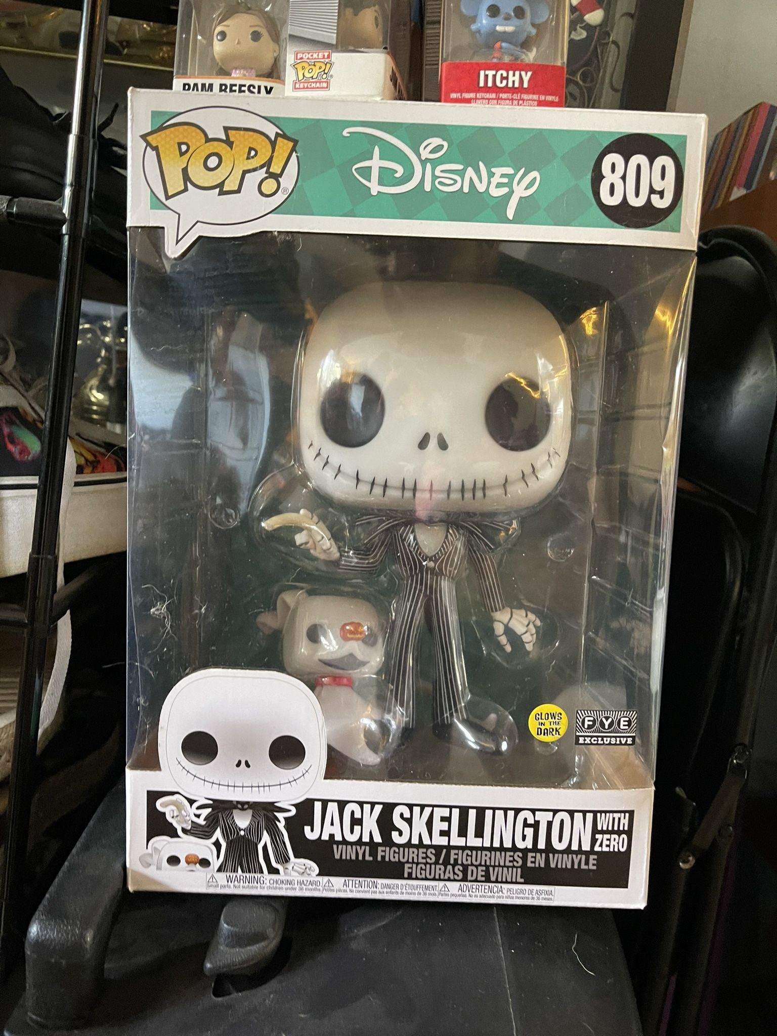 Jack Skellington W/ Zero Funko POP! 809 Glow in the Dark FYE Exclusive