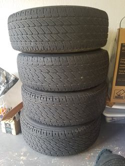 4-6lug rims and tires all matching. All tires have about 80 percent life left on them. Tire brand is nitto durable grappler tires. 265/70/r17