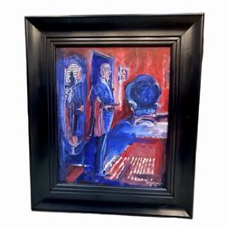 Oil Painting Abstract Original Artist Jake Dobscha Black Frame 1992 Vintage 