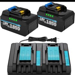 Pack of 2 .6ah Energup Makita Battery with DC18RD Dual Port Charger For Makita Replacement