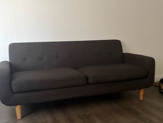 Dark Gray Tufted Fabric Sofa or Couch