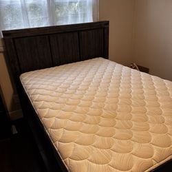 Full Size Wood Bed frame and Mattress