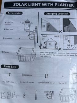 Solar Lamp Post with Planter - 20LM Glass...