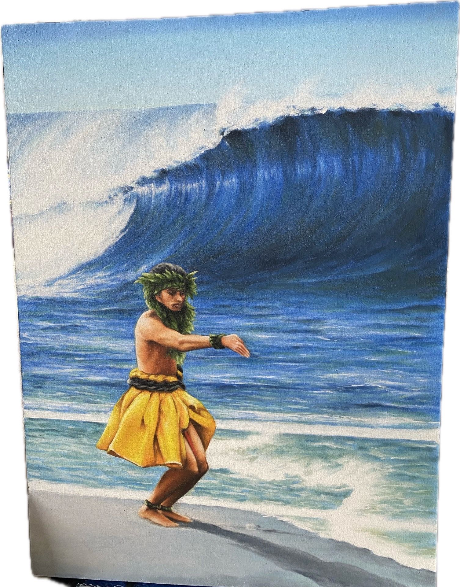Tropical Hula Dancer Painting – 24x32 Beach Ocean Wall Art