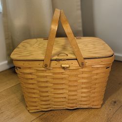 Longaberger Picnic Basket With Lid Dresden Ohio Handwoven