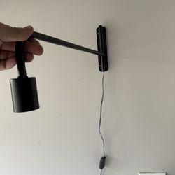 CB2 Black Swivel Wall Sconce With Plug