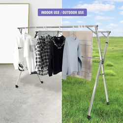 79 inches Laundry Garment Dryer Stand, Stainless Steel Clothes