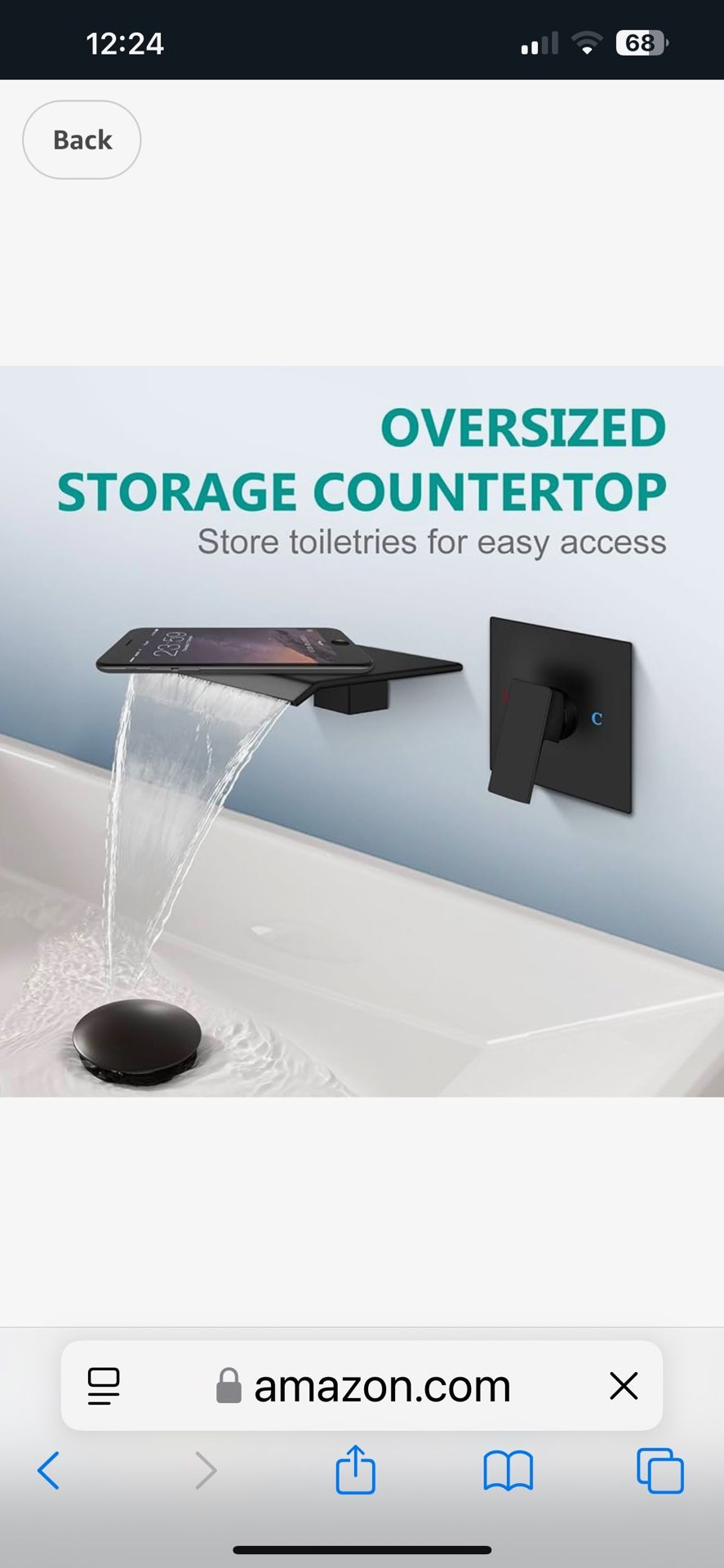 Aolemi Tub Faucet Waterfall Bathtub Faucets Wall Mount Tub Filler Bathroom Sink Single Handle with High Flow black and chrome And GoldA33 Bl $40