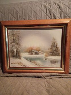 Framed Alan Lampert oil painting