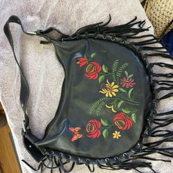 Leather Embroidered Purse