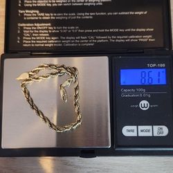 14k 3mm Rope Bracelet 