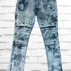 CJ Black Men’s 34/32 Skinny Flex Premium Denim Jeans • Distressed Light Wash EUC