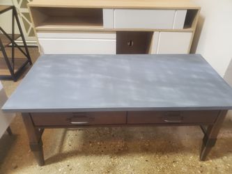 Gray and brown coffee table with storage (New In A Box)