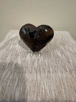 Black Agate Polished Heart Stone