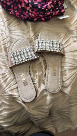 Rhinestone Embellished Slide Sandals