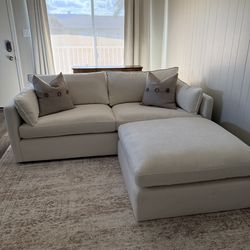 White couch with ottoman - 6 months old