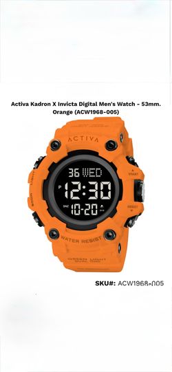 ACW1968-005 - Activa Kadron X Invicta Digital Men's Watch - 53mm, Orange (ACW1968-005)