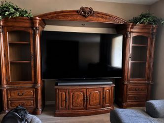Large Solid Wood Entertainment Center