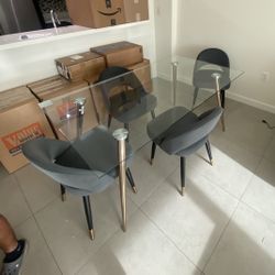 DINING CHAIRS IN grey & GOLD 