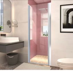Shop WELLFOR 30 in. x 72 in. Semi-Frameless One Panel Pivot Shower Doors Clear Glass in Chrome