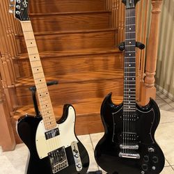 Squier Standard Telecaster (Mint) and Epiphone SG G310