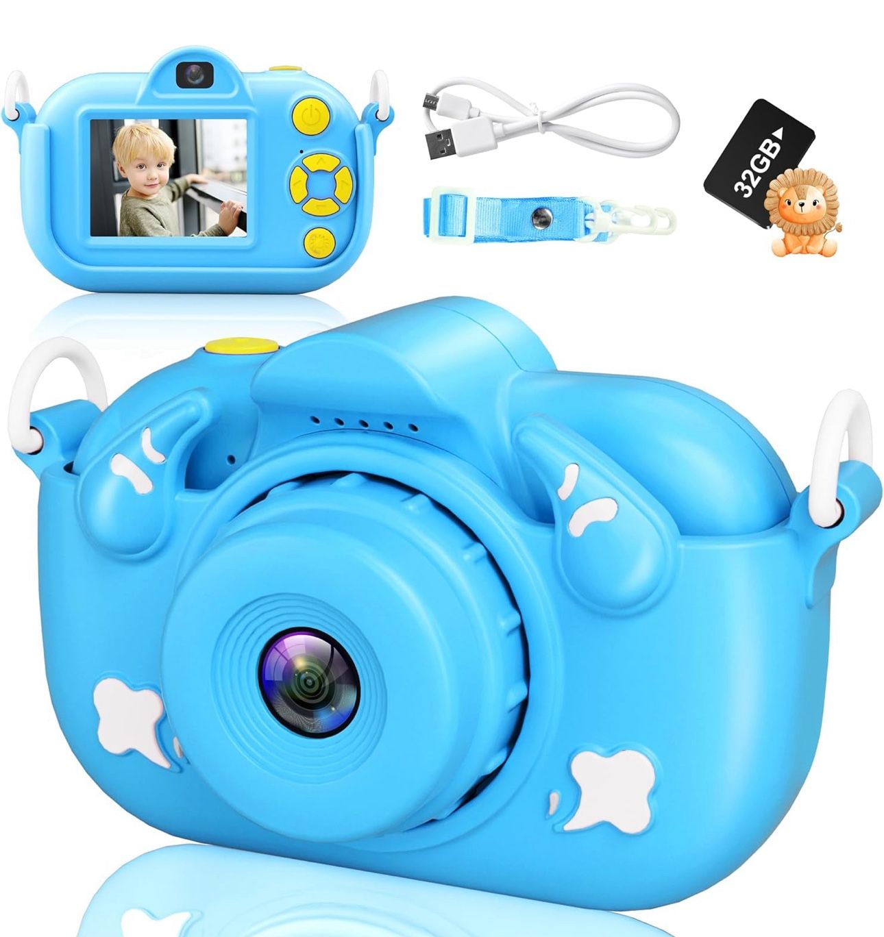 Kids Digital Camera with Dual Camera and 32GB SD Card - Perfect for Boys and Girls Aged 3-8, Ideal Christmas or Birthday Gift