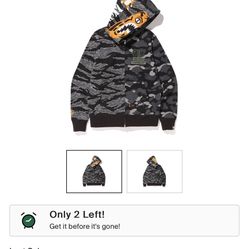 Bape x Undefeated Tiger Shark Half full zip hoodie