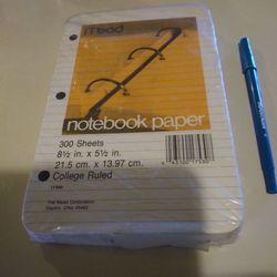 Mead Notebook Paper & pen