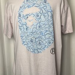 Vintage A Bathing Ape Bape XL T-Shirt Baby Blue Camo Ape Head First Run 2000’s (Rare Collectors Item)