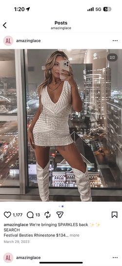 Festival white rhinestone fringe dress